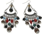 Behave - Zilverkleurige oorhangers met kleurrijke kralen - Fashion sieraden