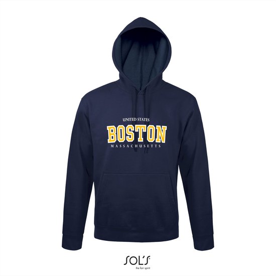 Hoodie 3-202 Boston Massachusetts-geel - Navy, 4xL