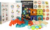 Magnetische blokken ballenbaan Glowing 49 st. - Light Magnetic Blocks - Magnetic Marble Run Set - Licht Magnetische Blokken - Magnetisch Speelgoed - Geschenkdoos - cadeau kinderen - knikkerbaan
