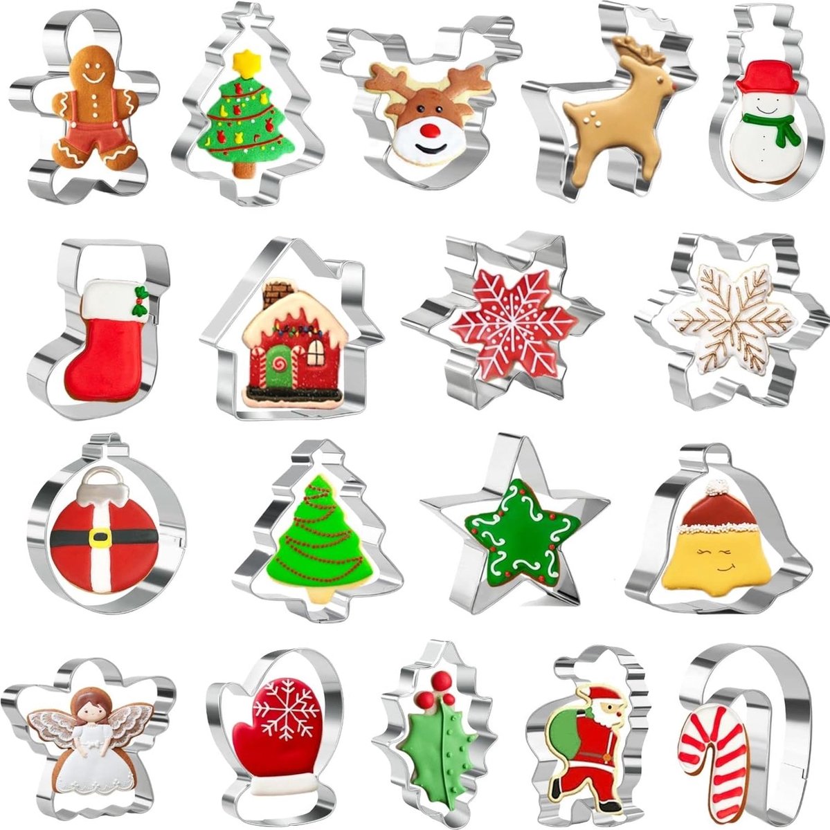 Keapaty 18 stuks kerstuitsteekvormen om te bakken – kerstboom, peperkoekman, sneeuwvlok, kerstman en andere kerstvormen Merk: Keepaty