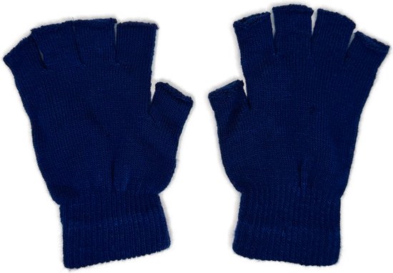 Handschoenen zonder Vingers - Vingerloze Handschoenen Dames - One Size - Polswarmers - Zonder Vingertoppen - Blauw