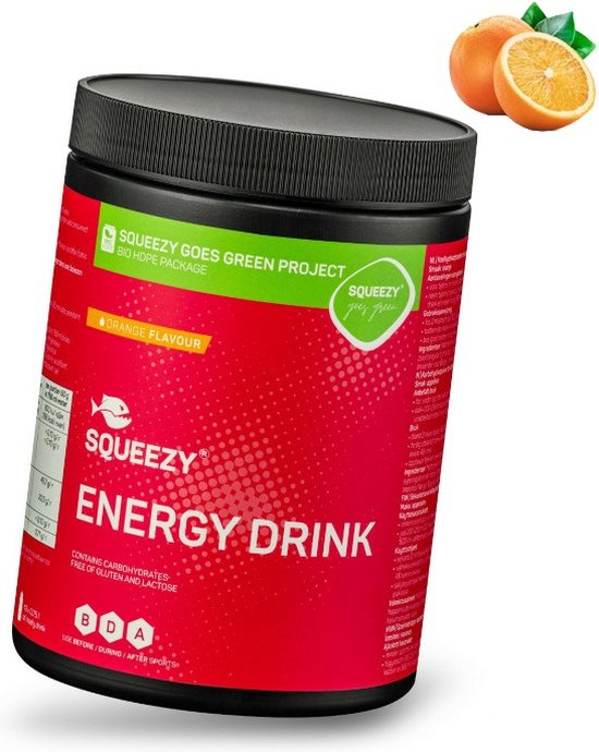 Squeezy Energie Drink 650g Orange Gezondheid| Sport | Sportvoeding | Energiegels | Hardlopen | Alle sporten | Hardloopvoeding | Energygels | Wielrennen | Wielrenvoeding | Energiegels