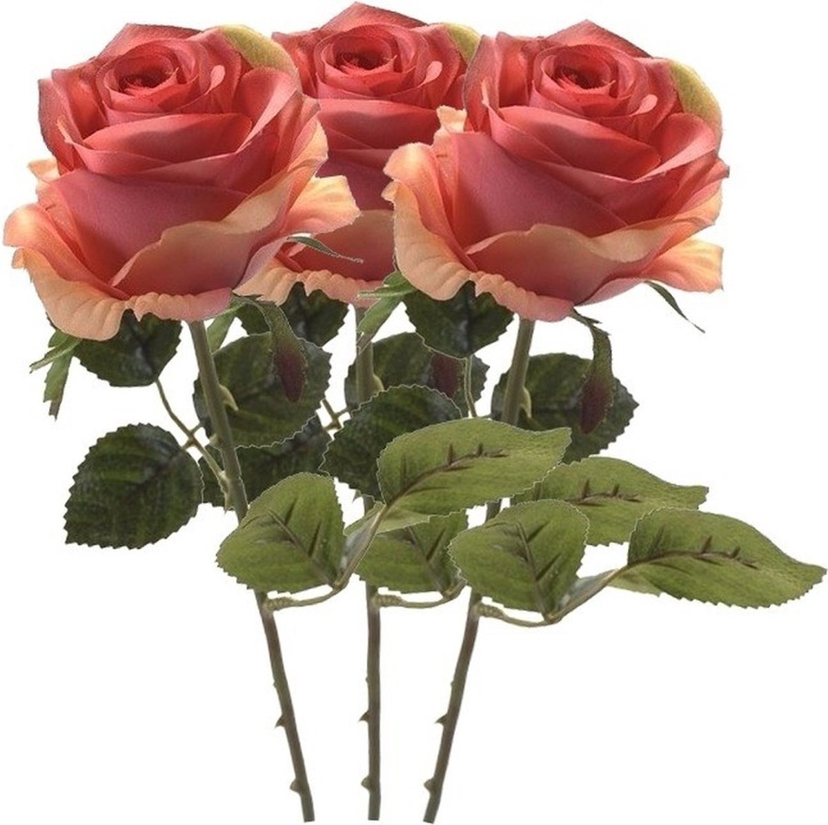 Emerald Kunstbloem roos Simone - 3x - roze - 45 cm - decoratie bloemen