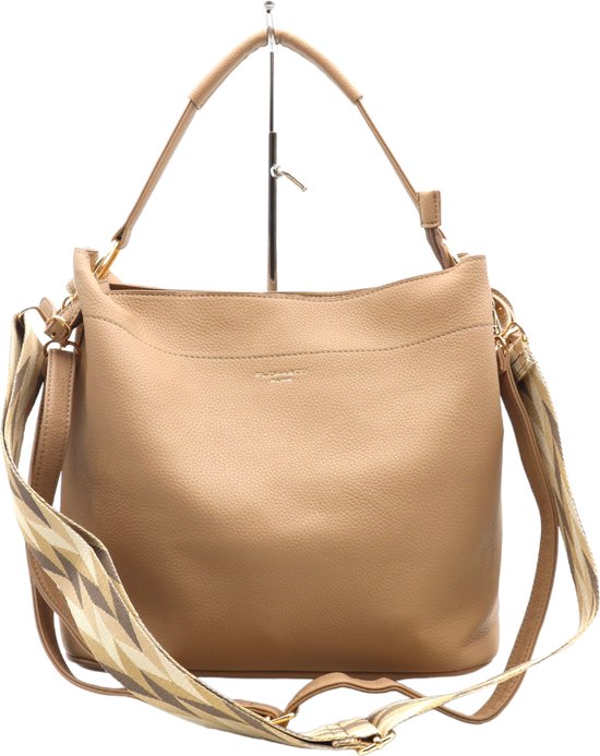 Flora & Co - Bag in bag/tas in tas - handtas/crossbody - fashion riem - beige taupe
