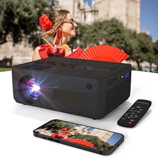 Mini beamer - Mini projector - Mini beamer smartphone - Mini beamer met wifi en bluetooth - Zwart