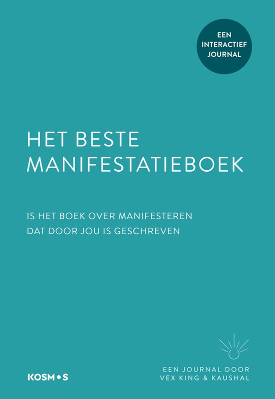Groene kaft met de titel 'HET BESTE MANIFESTATIEBOEK' en 'EEN INTERACTIEF JOURNAL'.
