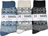 Sukats® Huissokken - 3 Paar - Maat 35-38 - Mix B - Huissokken Dames - Warme Sokken - Wollen Sokken - Slofsokken - Bedsokken - Meerdere Maten en Varianten