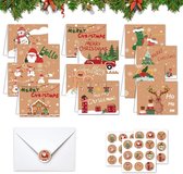 Set van 24 kerstkaarten, kerstkaarten met enveloppen en stickers, vouwkaarten, wenskaarten, blanco, voor kerstgroeten aan familie, vrienden,