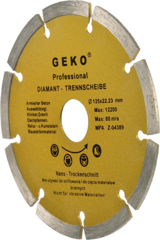 Diamantschijf gesegmenteerd - 125mm x 22.23mm - Diamantzaagblad - GEKO - geko