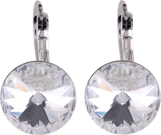 Behave Oorhangers Dames - rond 14 mm diameter - Crystal Transparante Swarvoski Elements Kristal steen – Oorbellen 2.5 cm lang