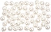 Perles - Perles - Imitation - Nacre - Faire de la joaillerie - Perles de couleur nacre - Diamètre : 5 mm - Taille du trou : 0- Creotime - 100 pièces