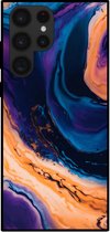 Smartphonica Telefoonhoesje voor Samsung Galaxy S22 Ultra marmer look - backcover marmer hoesje - Blauw / TPU / Back Cover geschikt voor Samsung Galaxy S22 Ultra