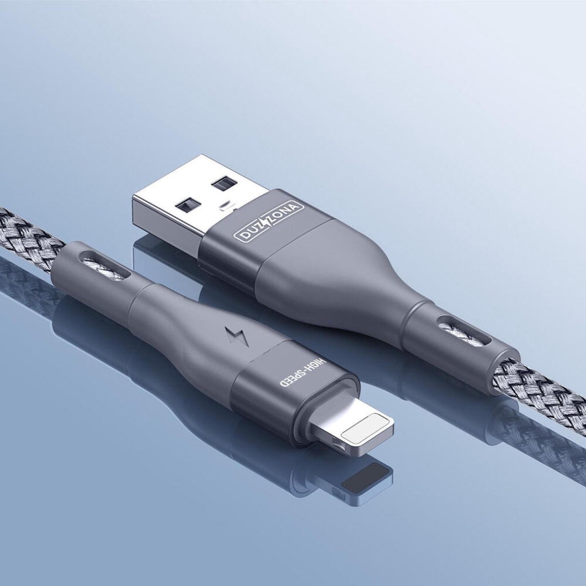 Duzzona 2.4A USB-A naar Lightning 2 Meter Grijs