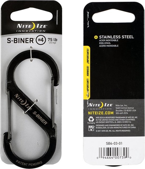 NITE Ize NI-SB4-03-01 Karabijn S-Biner Gr. 4 89 mm x 38 mm 1 stuk(s)