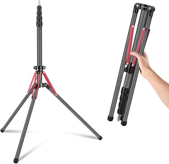 NEEWER 3m air-damped light stand, heavy duty metal photography tripod with 1/4 to 3/8 reversible spigot, 3-way mounting interface and metal locking buttons, maximum load 2.5kg