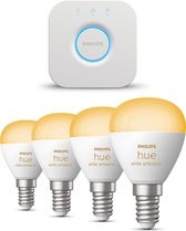 Bol.com Philips Hue Starterspakket White Ambiance Kogellamp E14 - 4 Hue Lampen en Bridge - Eenvoudige Installatie - Werkt met Al... aanbieding