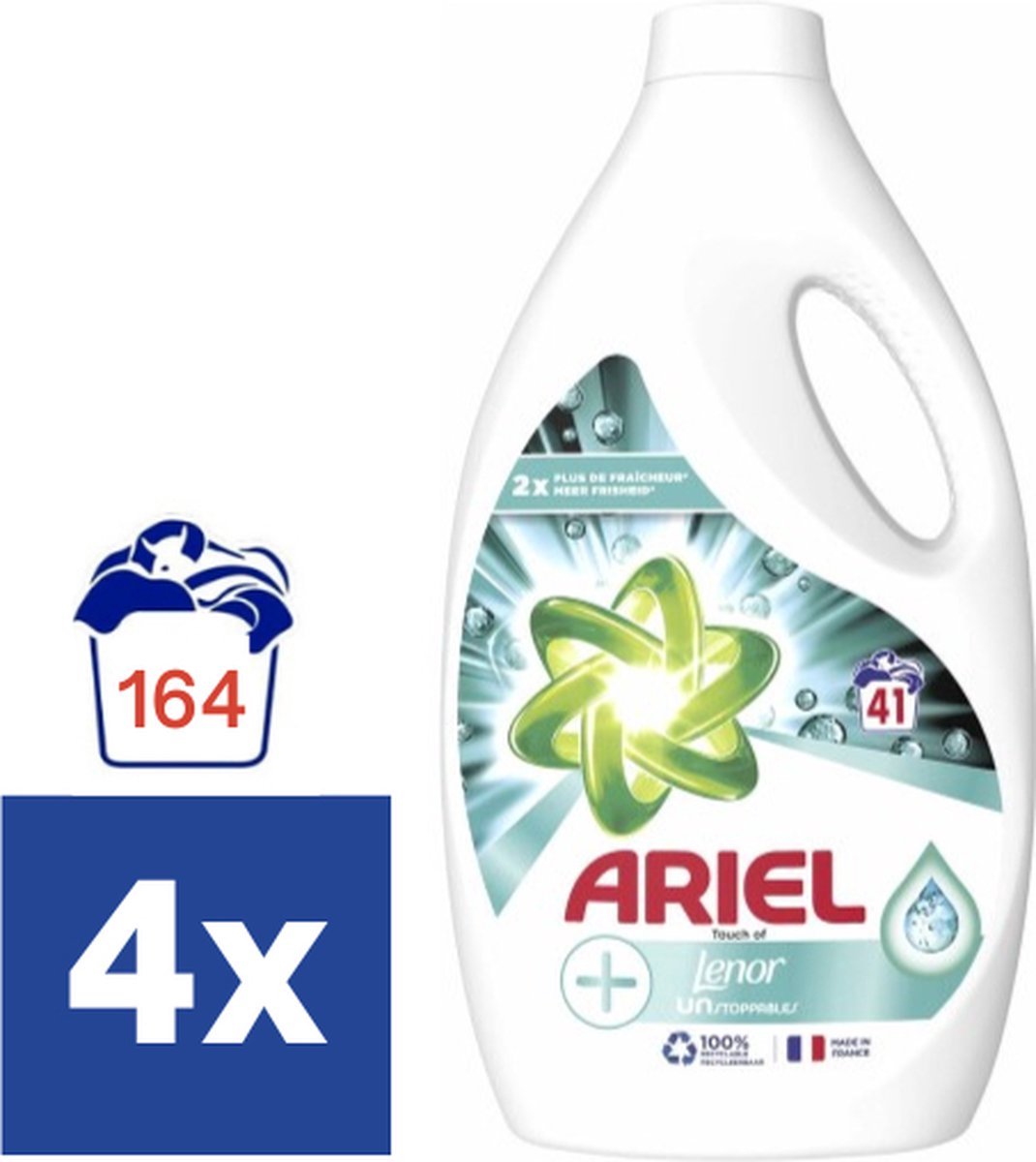 Lessive liquide Ariel + Touch de Lenor Unstoppables - Couleur - 4 x 17  lavages - Value