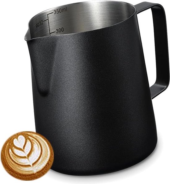 Caraffa per latte in acciaio inox SUS304, scala interna, 350 ml
