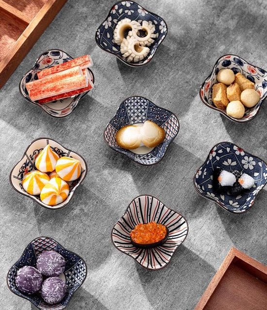 gvivej Hartvormige keramische dip kommenset, 6 stuks sojasaus gerechten, mini-kommen, kruidengerechten, voor sushi, specerijen, serveerservies