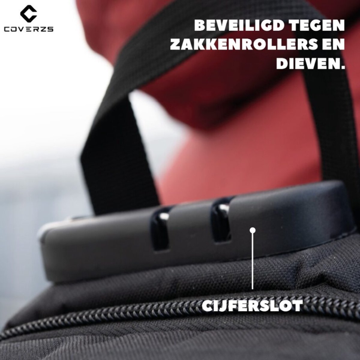 Coverzs Rugtas met Laptopvak (25 L inhoud) - Rugzak voor school of werk - Incl. 15.6 inch laptop vak met bescherming - Compacte Stevige schooltas - Comfortabele backpack - rugtas heren / dames - Inclusief Cijferslot - Zwart – foto 3