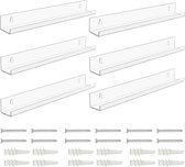 Belle Vous 3 Pak Doorzichtige Zwevende Boekenplank – Acryl Muurgemonteerde Planken – Decoratieve Afbeelding Plank Rand Voor Woonkamer, Keuken, Badkamer & Kantoor – Ideaal Voor Opslag en Display