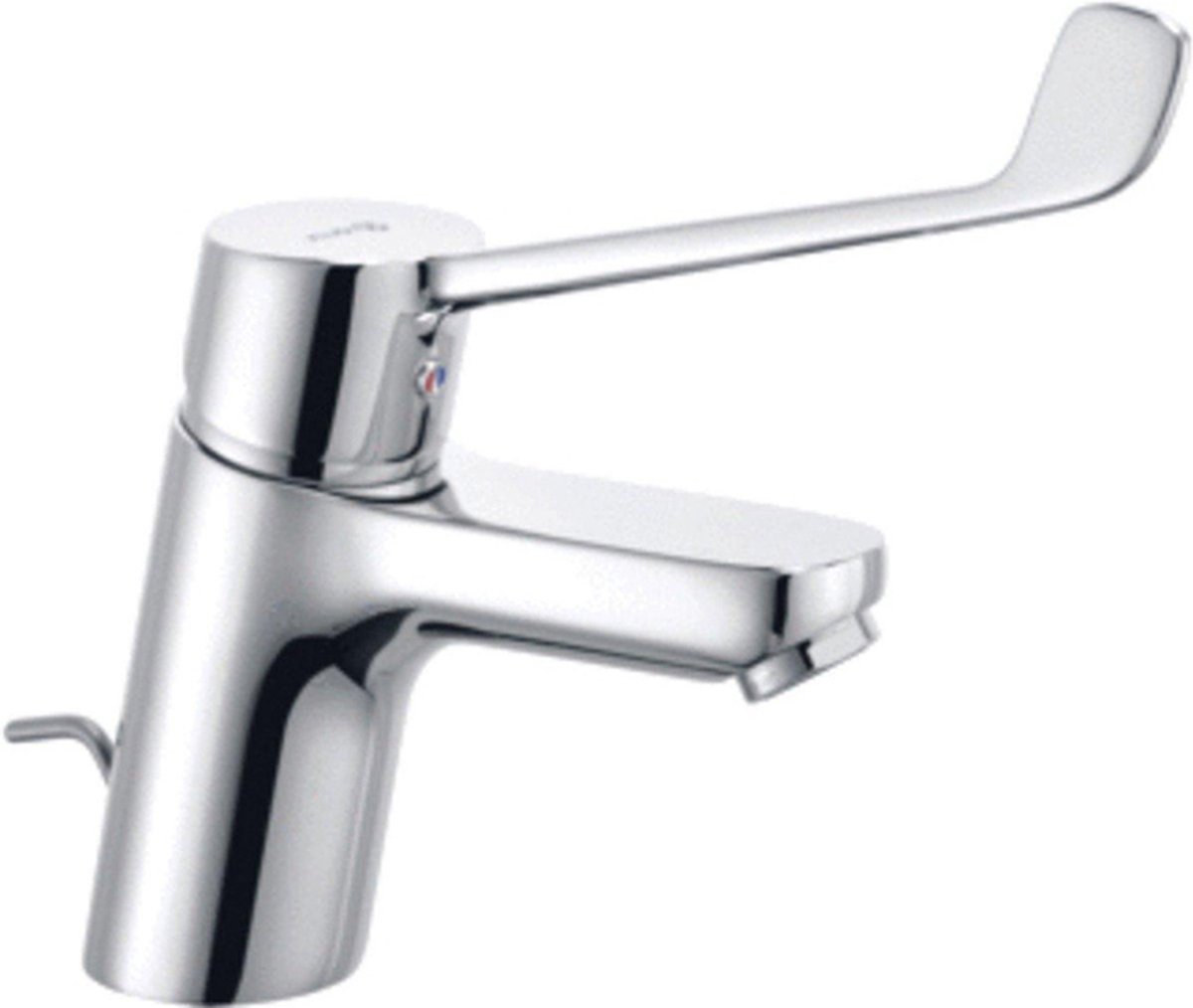 Kludi Pure & Easy wastafelkraan Care 70 m. waste m. kliniek-hendel 18cm chroom