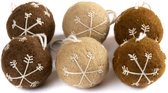 Kerstballen Vilt Set - Gingerbread - 5cm - 6 Stuks - Fairtrade