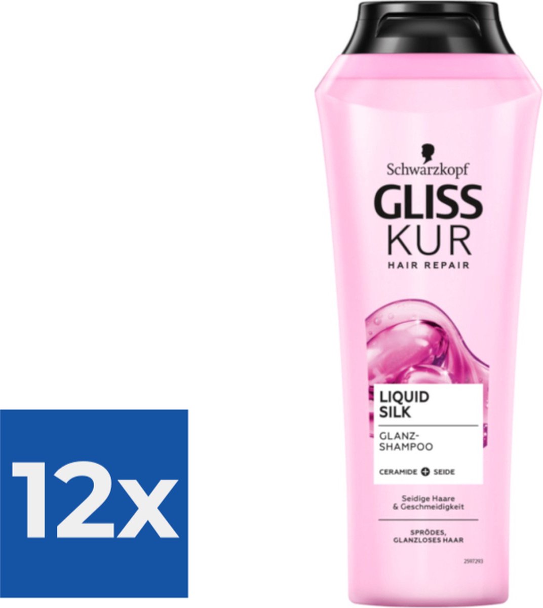 Gliss-Kur Shampoo Liquid Silk 250 ml - Voordeelverpakking 12 stuks