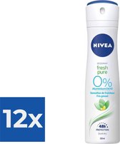 Nivea Deodorant Spray Pure & Natural Jasmine 150 ml - Voordeelverpakking 12 stuks
