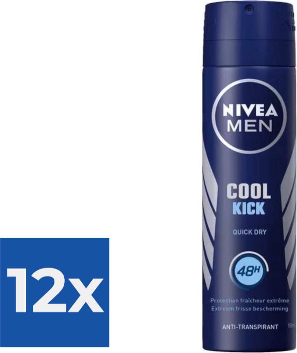 Goedkoopste Nivea Men Deodorant Spray Cool Kick - 150 ml - Voordeelverpakking 12 stuks