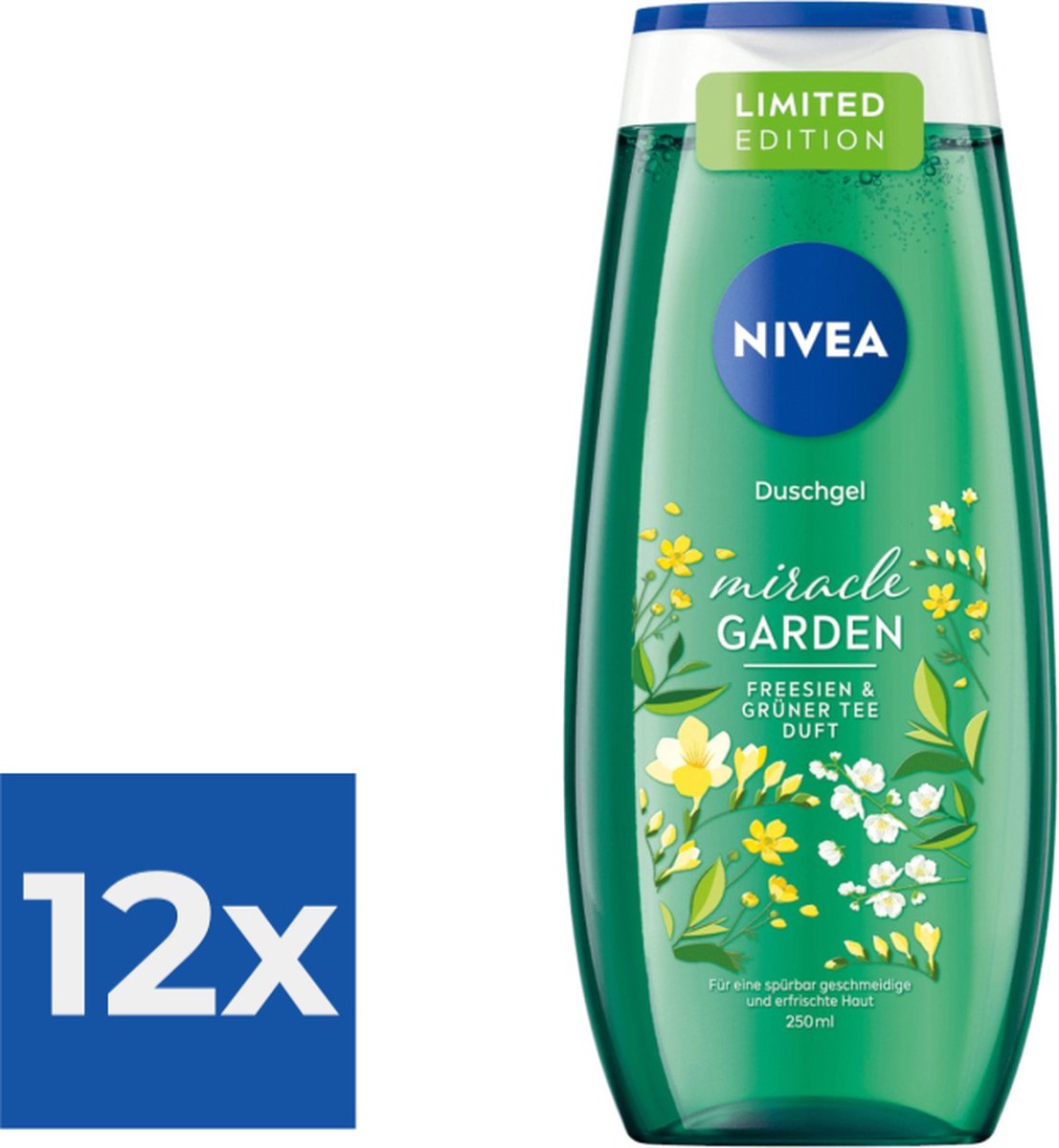 Goedkoopste Nivea Douchegel  Freesia & Groene Thee 250 ml - Voordeelverpakking 12 stuks