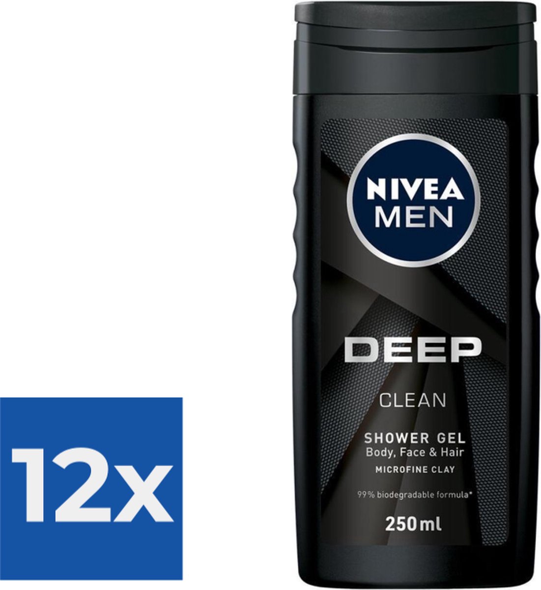 Goedkoopste NIVEA Men Douchegel Deep Clean - 250 ml - Voordeelverpakking 12 stuks