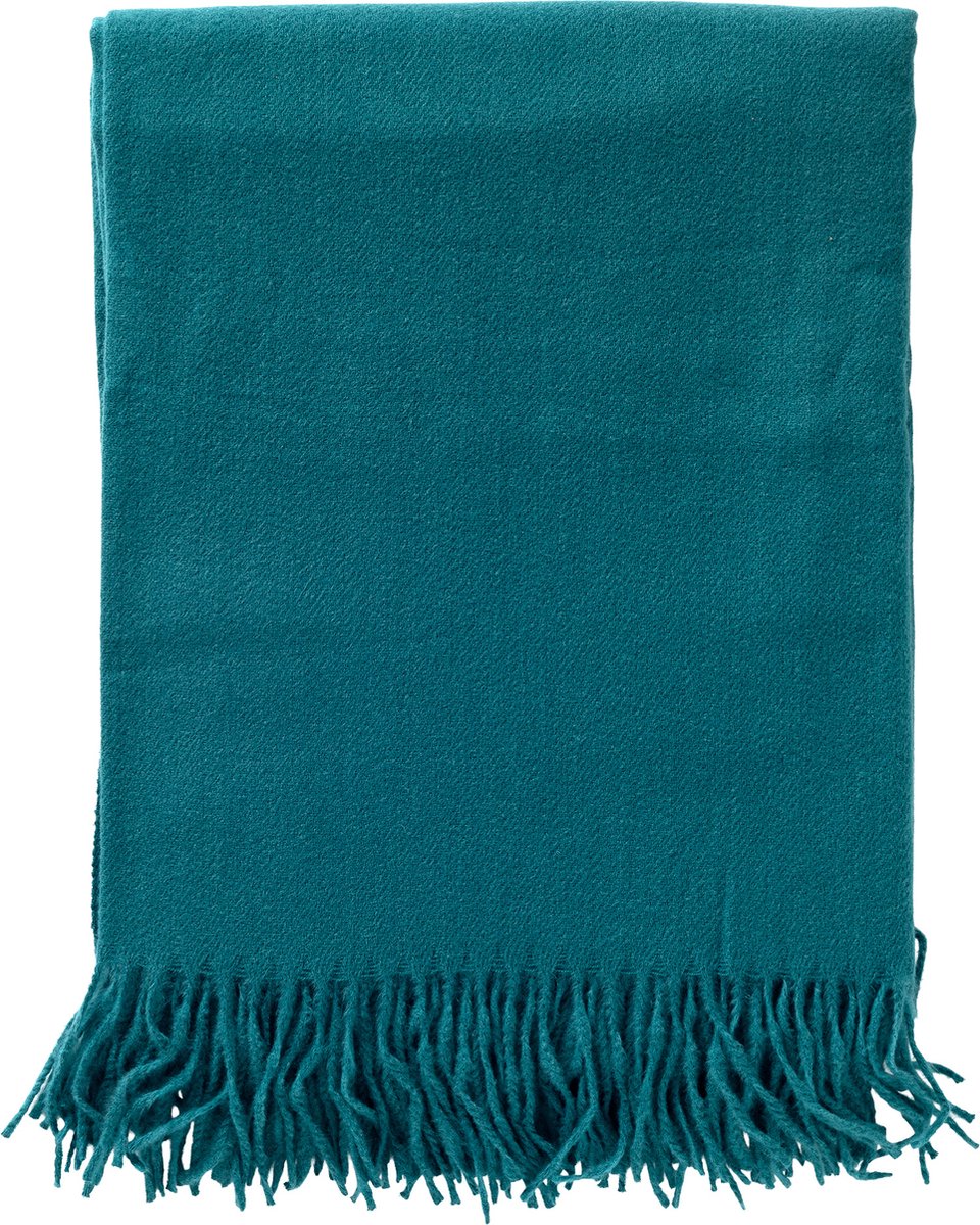 Dutch Decor JOSE - plaid 140x180 cm - lichtgewicht - natuurlijke look - Deep Lake - blauw Petrol