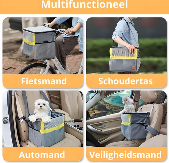 Livano Fietsmand Hond - Hondenmand Fiets - Voorop - Fietstas Hond - Hondenfietsmand - Geel van Livano — afbeelding 5
