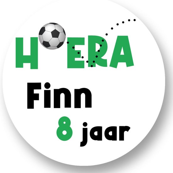 Foto: 20x sluitsticker voetbal met naam zwart groen wit 40 mm verjaardags sticker sluitzegel sticker verjaardag jongens meisjes uitdelen cadeau s kado s glossy sluitzegel wensetiket uitdelen jarig trakteren afscheid