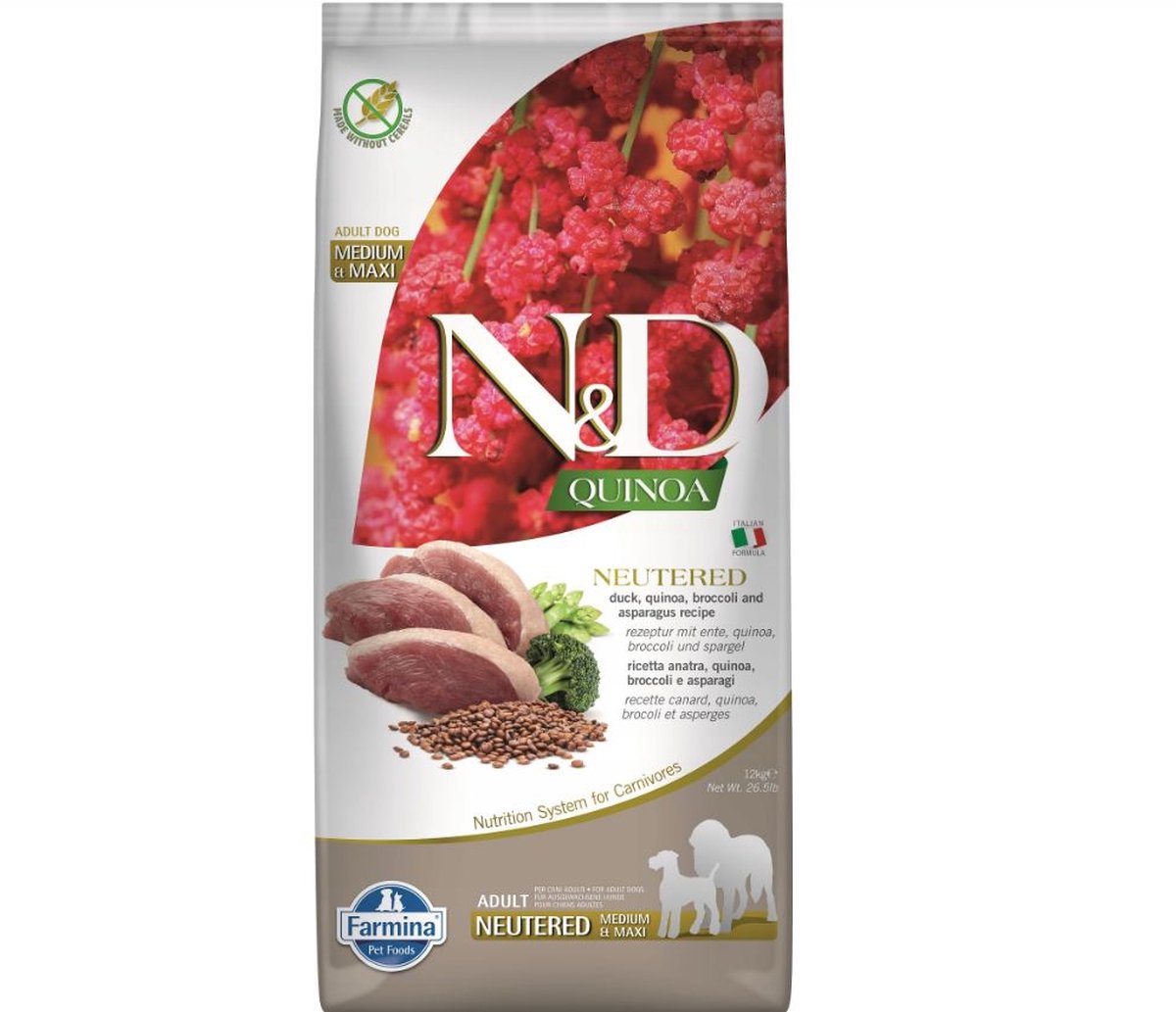 N&D N&D Quinoa voeding voor de Gecastreerde Hond medium/maxi 12 kg