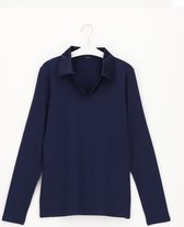 Oroblu Perfect Line Cotton Polo Shirt Long Sleeve Blauw L