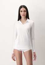 Oroblu Dames Perfect Line Cotton Polo Shirt Long Sleeve White L