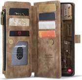 CaseMe C30 Hoesje Geschikt voor Samsung Galaxy S23 | Wallet Zipper Book Case met Pasjeshouder | Beschermhoes met Portemonnee | Bruin