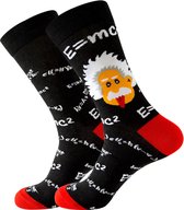 Wetenschap Sokken met Einstein - Grappige Heren sokken maat 40-46 - E=MC² - Wiskunde