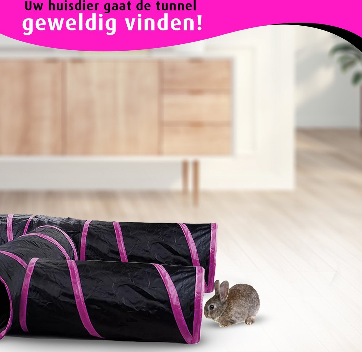 Kattentunnel - H-vorm - Konijnentunnel - Speeltunnel - Kattenspeelgoed - Kattenspeeltjes - Kruiptunnel — afbeelding 2