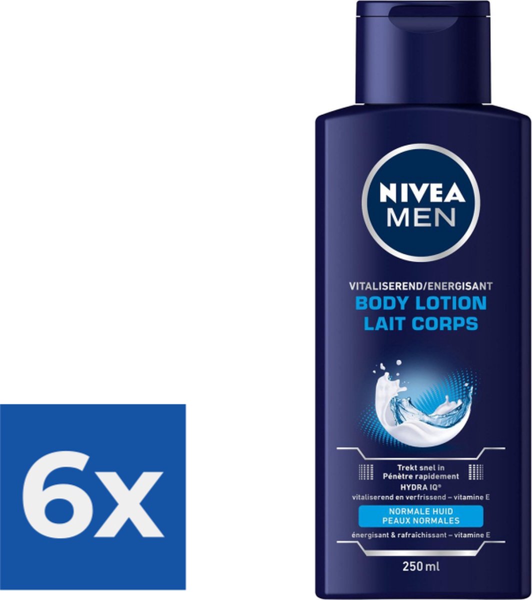 NIVEA MEN Vitaliserend 250 ml Body Lotion Voordeelverpakking 6 stuks