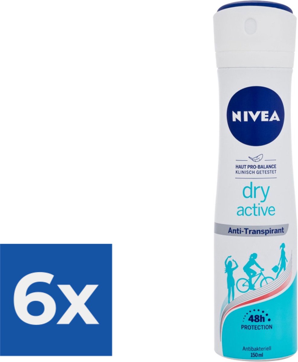 Goedkoopste Nivea deospray - Dry Active - 150ml - Voordeelverpakking 6 stuks