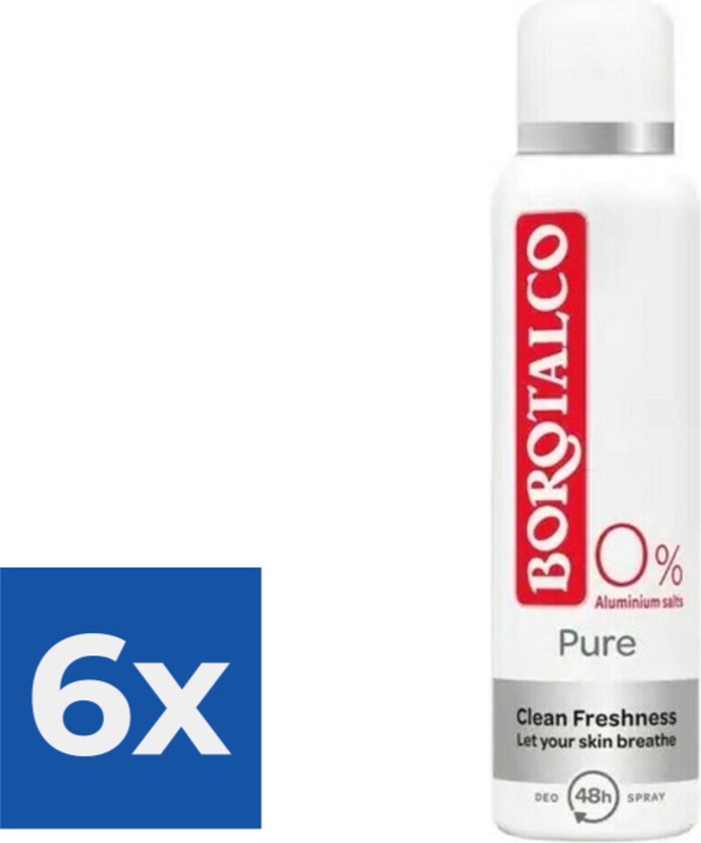 Bol.com Borotalco Deospray - Pure Clean Freshness 150 ml - Voordeelverpakking 6 stuks aanbieding
