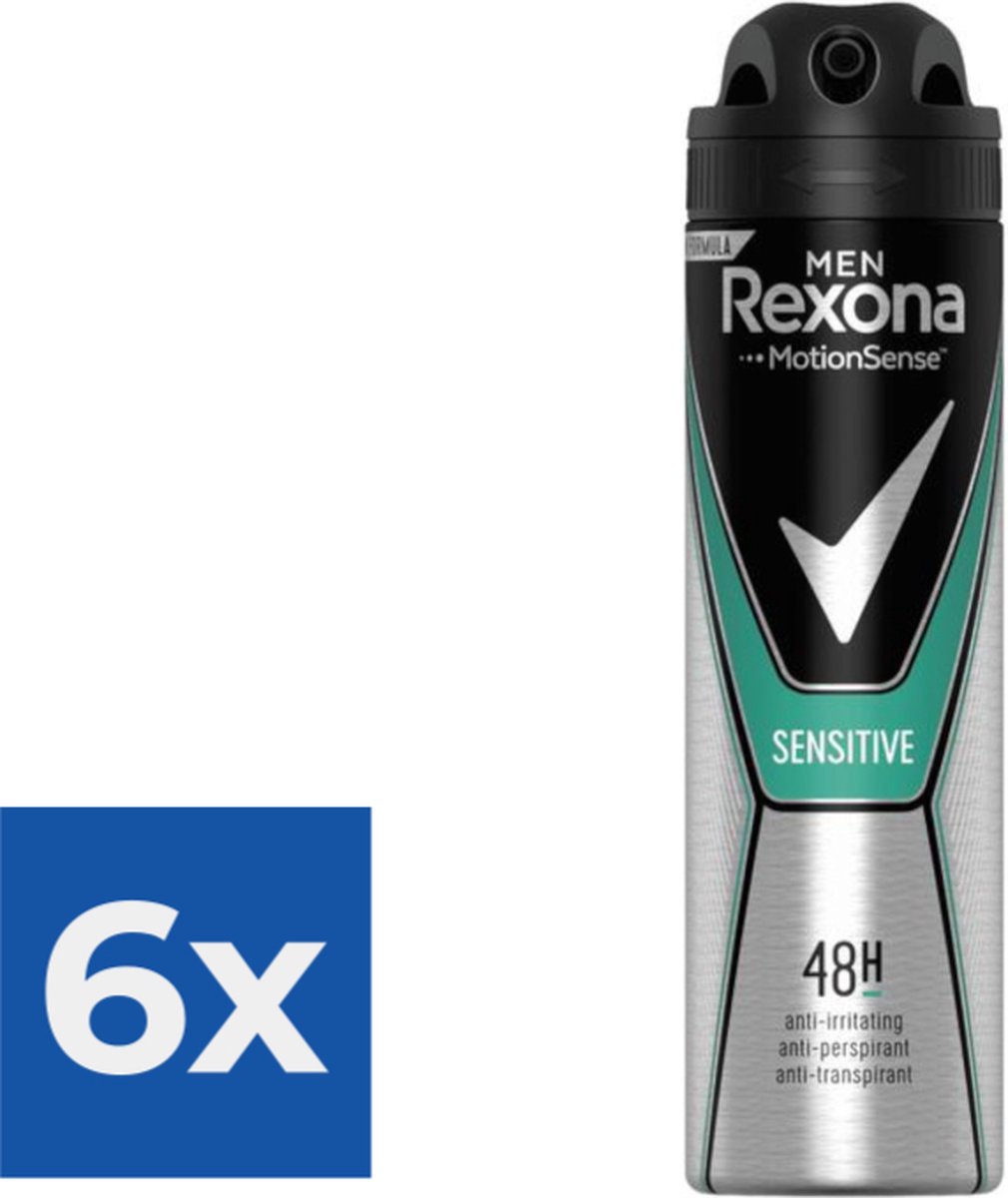 Goedkoopste Rexona Men Sensitive - 150 ml - Deodorant - Voordeelverpakking 6 stuks