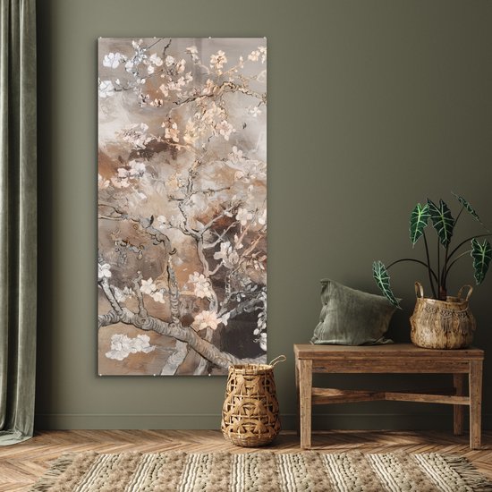 Peinture sur verre 80x160 cm - Fleur d'amandier - Vincent van Gogh - Photo sur verre - Peinture de salon - Peintures de chambre - Plaque de verre de décoration de chambre - Peintures de verre de Décoration murale - Décoration murale - Maîtres anciens