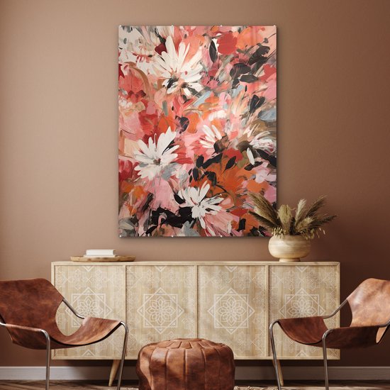MuchoWow® Peinture sur verre - Fleurs - Art - Abstrait - Peinture - 90x120 cm - Peintures sur verre acrylique - Photo sur Glas