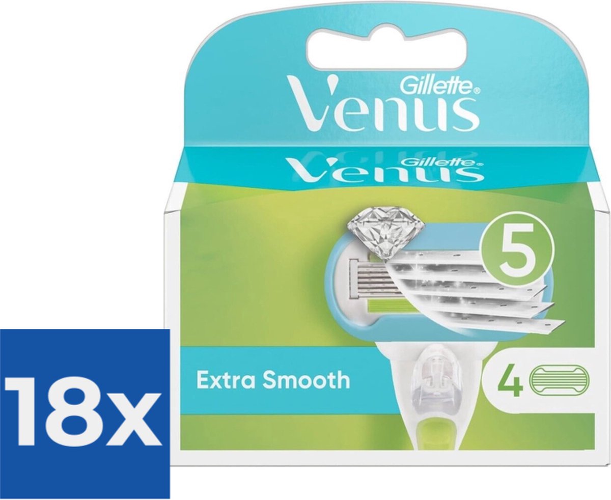 Gillette - Venus - Extra Smooth - Scheermesjes/Navulmesjes - 4 Stuks - Voordeelverpakking 18 stuks