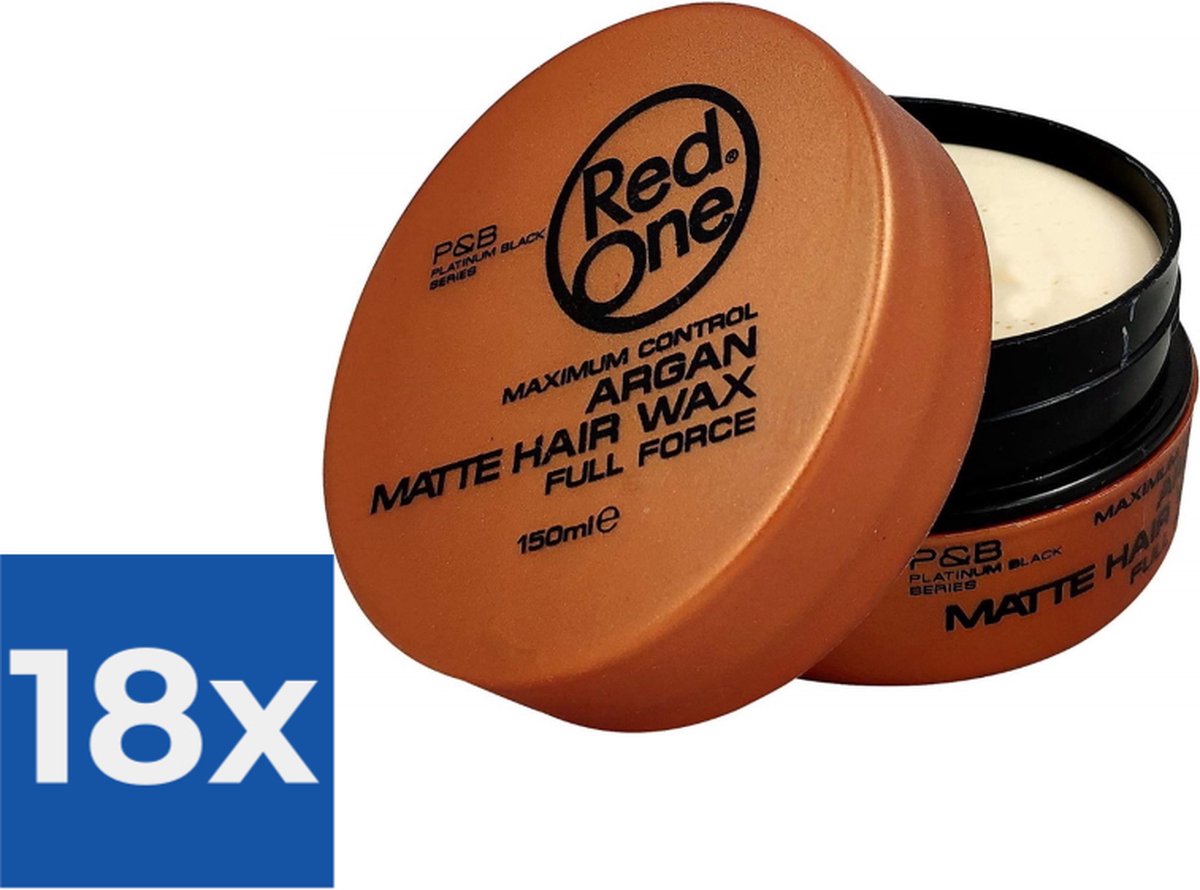 Red One Haar Styling Wax - 150 ml. - Argan - Matte Hair Wax - Voordeelverpakking 18 stuks
