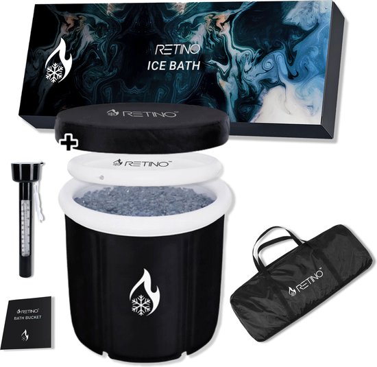 Retino™ Ijsbad XXL - Ice Bath - Zitbad - Opvouwbaar Bad - Bath Bucket - Buitenbad - Wim Hof Methode - Inclusief Ingebouwd Zitkussen - Zwart